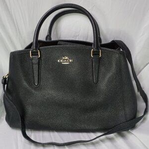 COACH PURSE MARGOT CARRYALL CROSSGRAIN LEATHER BLACK F57527